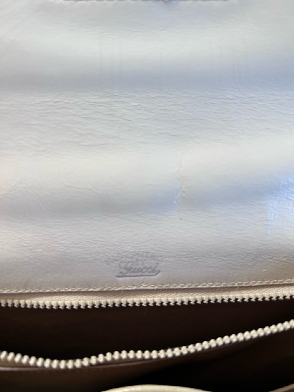 White Leather Bamboo-Handle Top-Handle Purse - Picture 10 of 13